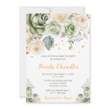 Sage Green et Baby shower floral crème