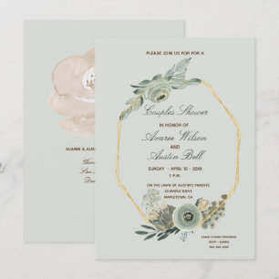 Invitation Sage Green et Couples Brown Wedding shower