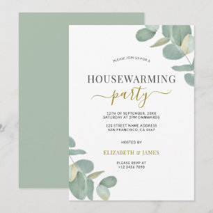 Invitation Sage Green Eucalyptus Fête de réchauffement domest