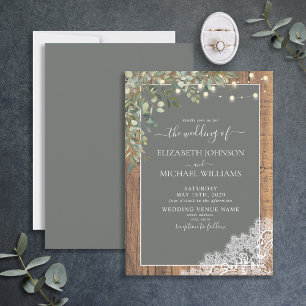 Invitation Sage Green Eucalyptus Mariage Script de dentelle e