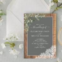 Sage Green Eucalyptus Mariage Script de dentelle e