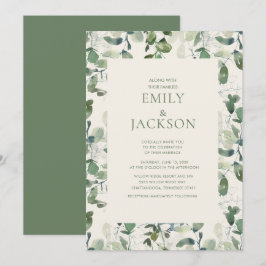 Invitation Sage Green EucalyptusFeuilles Mariage de verdure