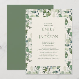 Invitation Sage Green EucalyptusFeuilles Mariage de verdure