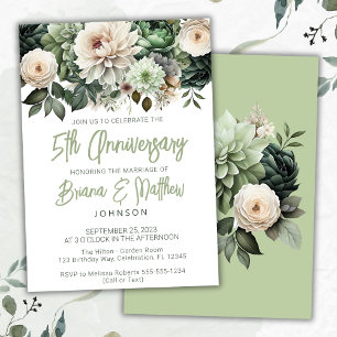 Invitation Sage Green Floral 5e anniversaire Mariage