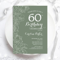 Sage Green Floral 60e fête d'anniversaire