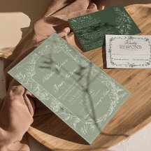 Sage Green Floral Boho Botanical Modern Wedding