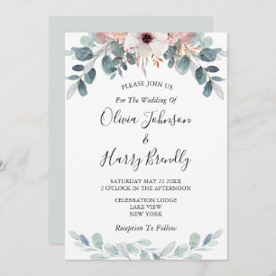 Invitation Sage Green Floral Eucalyptus Mariage I