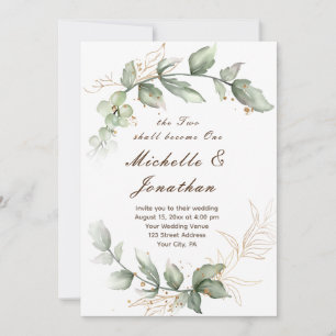 Invitation Sage Green Floral Tout en un Mariage chrétien