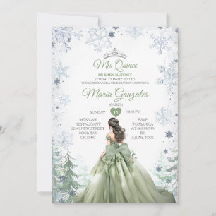 Invitation Sage Green Forest Winter Princesse Mis Quince