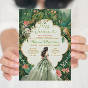 Invitation Sage Green Forêt Robe Florale Princesse Mis Quince
