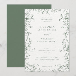 Invitation Sage Green Garden Floral Mariage