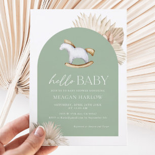 Invitation Sage Green Genre Neutre Bonjour Baby shower