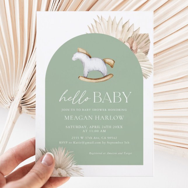 Invitation Sage Green Genre Neutre Bonjour Baby shower (Créateur téléchargé)