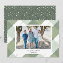 Sage Green & Gold En vichy Plaid Photo Holiday Car