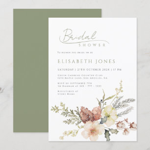 Invitation Sage Green hiver Noël Fête des mariées florale
