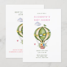 Sage Green Hot Air Balloon Floral Girl Baby shower