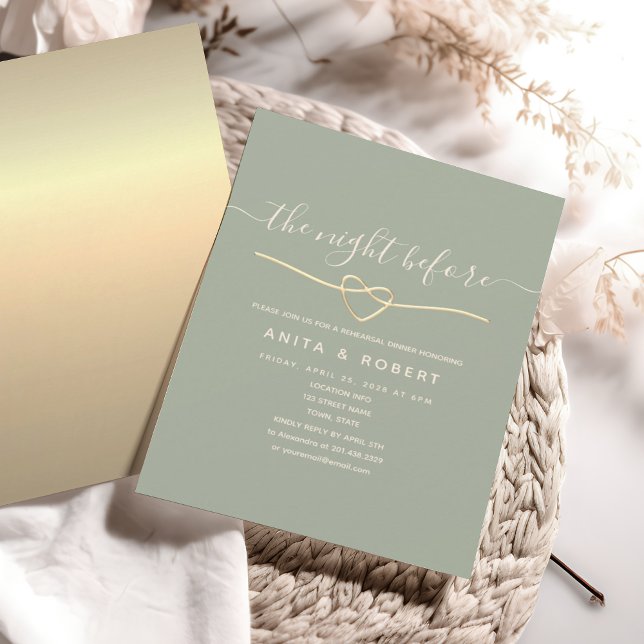 Invitation Sage Green La Nuit Avant Le Dîner De La Répétition (Créateur téléchargé)