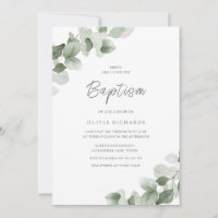 Sage Green Leaf Moderne garçon ou fille Baptême