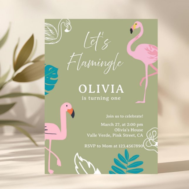 Invitation Sage Green Let’s Flamingle Flamingo Birthday (pink flamingo
tropical birthday
summer birthday
girl birthday party
flamingo invitation
tropical par)