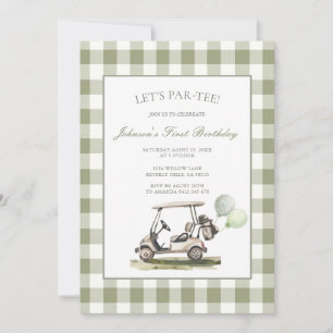 Invitation Sage Green Let's Par-Tee Golf 1er Anniversaire