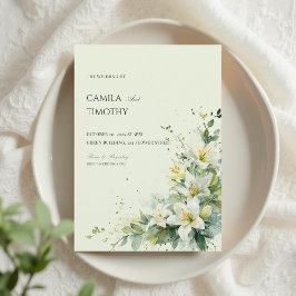Invitation Sage Green Lily of the Valley Floral Wedding