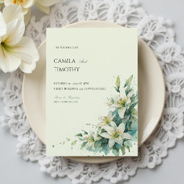 Invitation Sage Green Lily of the Valley Floral Wedding