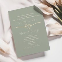 Sage Green Mariage avec Gold Rope Heart