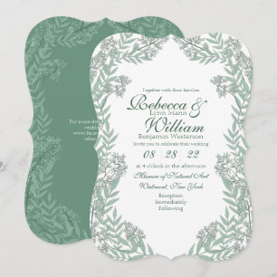 Invitation Sage Green Mariage Vintage Botanique
