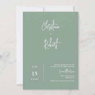 Invitation Sage Green Minimal Boho Mariage Photo QR Code RSVP