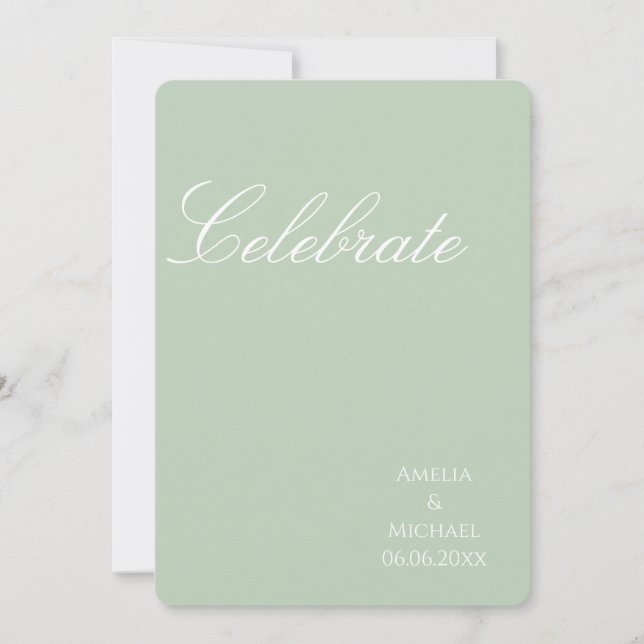 Invitation  Sage Green Minimalist Wedding (Devant)