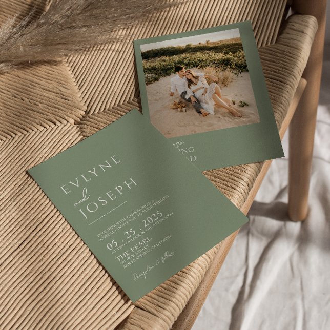 Invitation Sage Green Minimaliste Boho Neutral Mariage photo (Créateur téléchargé)