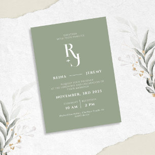 Invitation Sage Green Minimaliste Mariage élégant