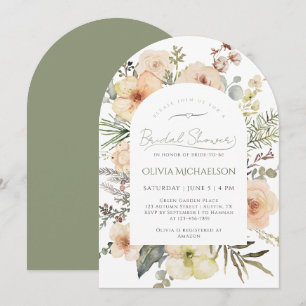 Invitation Sage Green Noël Fleurs d'hiver Shower de Mariée