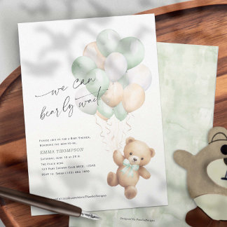 Invitation Sage Green Nous pouvons attendre un baby shower ne