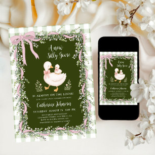 Invitation Sage Green Nouvelle Baby Shower Silly Goose Gingha