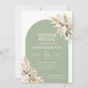 Invitation Sage Green Pampas Grass Baby Genre Revela
