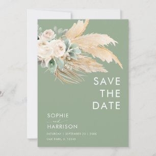 Invitation Sage Green Pampas Grass Boho Enregistrer La Date