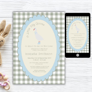 Invitation Sage Green Preppy Silly Little Goose Baby shower