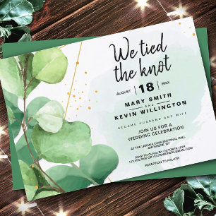 Invitation Sage green rustic minimal we tied the knot wedding