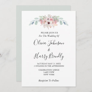 Invitation Sage Green Rustique Eucalyptus Mariage  