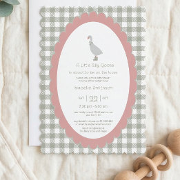 Invitation Sage Green Silly Little Goose Baby Shower QR Code 