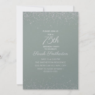 Invitation Sage Green Silver Diamond Parties scintillant 75e 