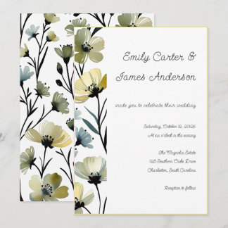 Invitation Sage Green & Soft Yellow Botanical Wedding