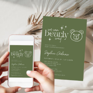 Invitation Sage Green Teddy Bear peut attendre Baby shower