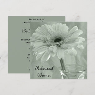Invitation Sage Green Tinted Gerber Daisy Dîner de répétition