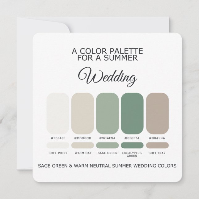 Invitation Sage Green Warm Summer Wedding Palette 2026 Card (Devant)