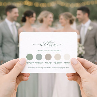 Invitation Sage Green Wedding Attire Color Palette Card 
