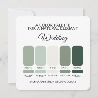 Invitation Sage Green Wedding Color Palette Card