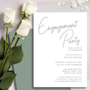 Invitation Sage Green Whimsical Script Chic Engagement Party