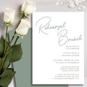 Invitation Sage Green Whimsical Script Chic Rehearsal Brunch